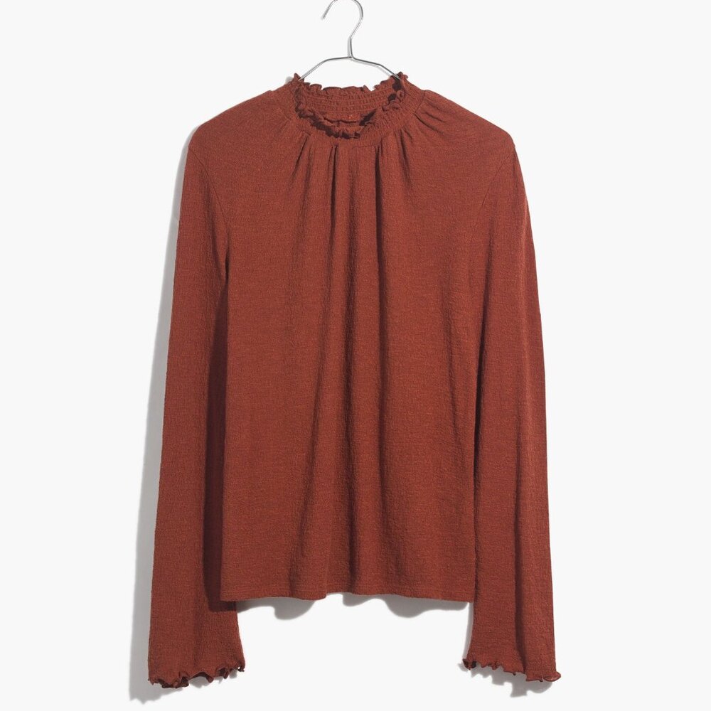 Madewell Texture & Thread Ruffled Mockneck Top